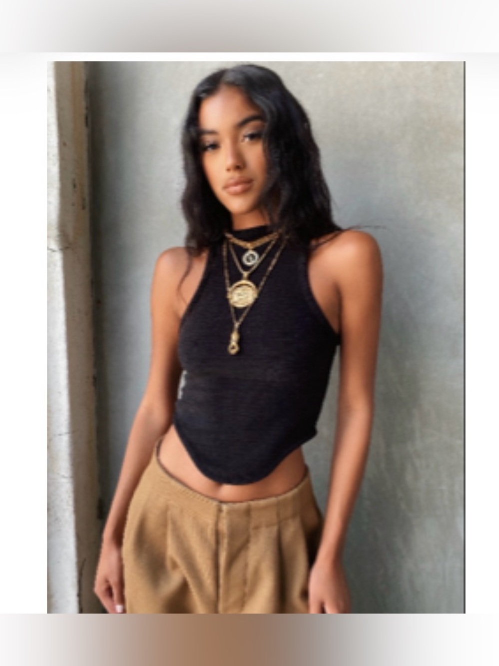 Dylanlex black ribbed velvet tank
